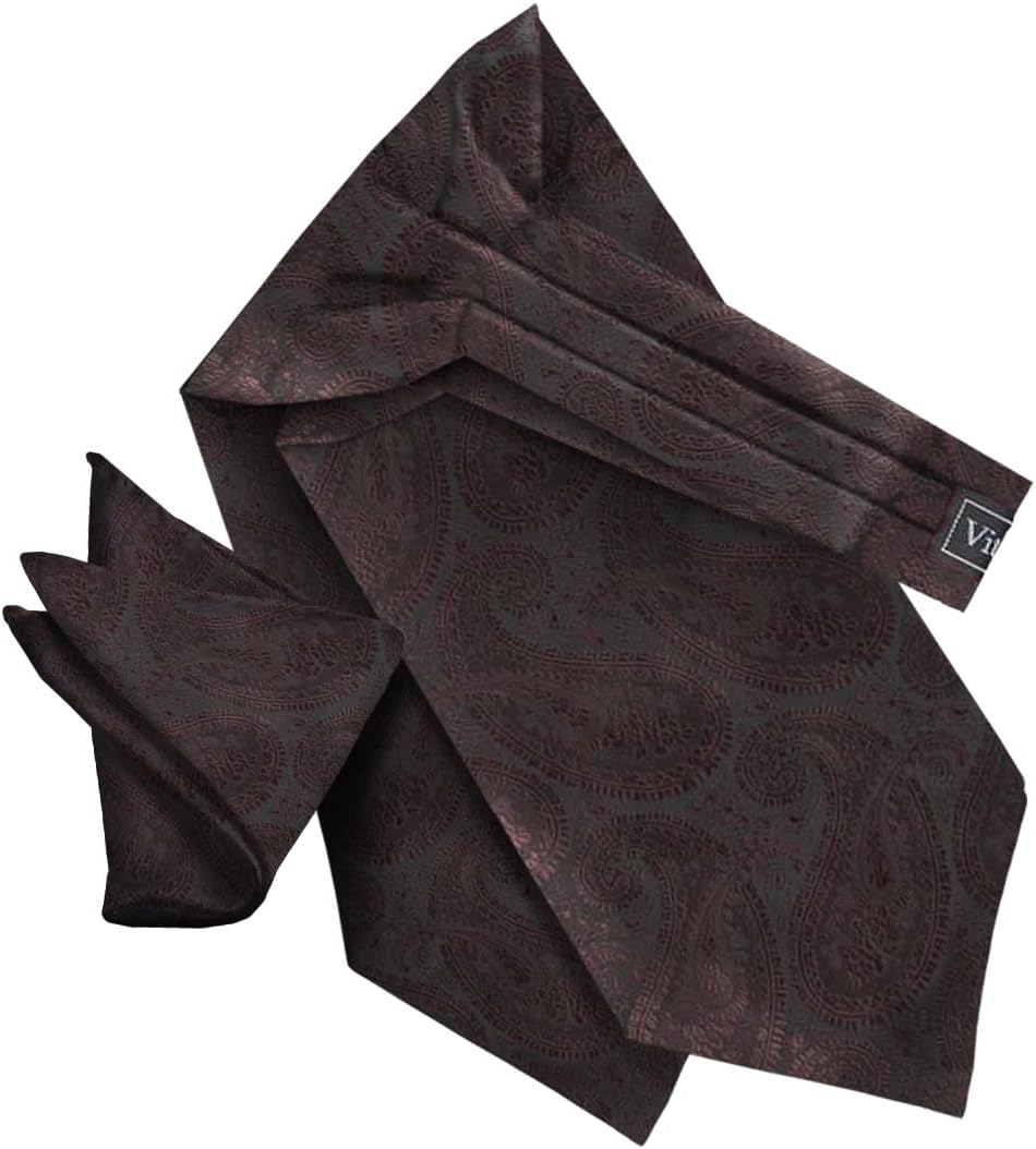 Woven Paisley Tone On Tone Ascot & Pocket Square Set - Cravat & Handkerchief Set