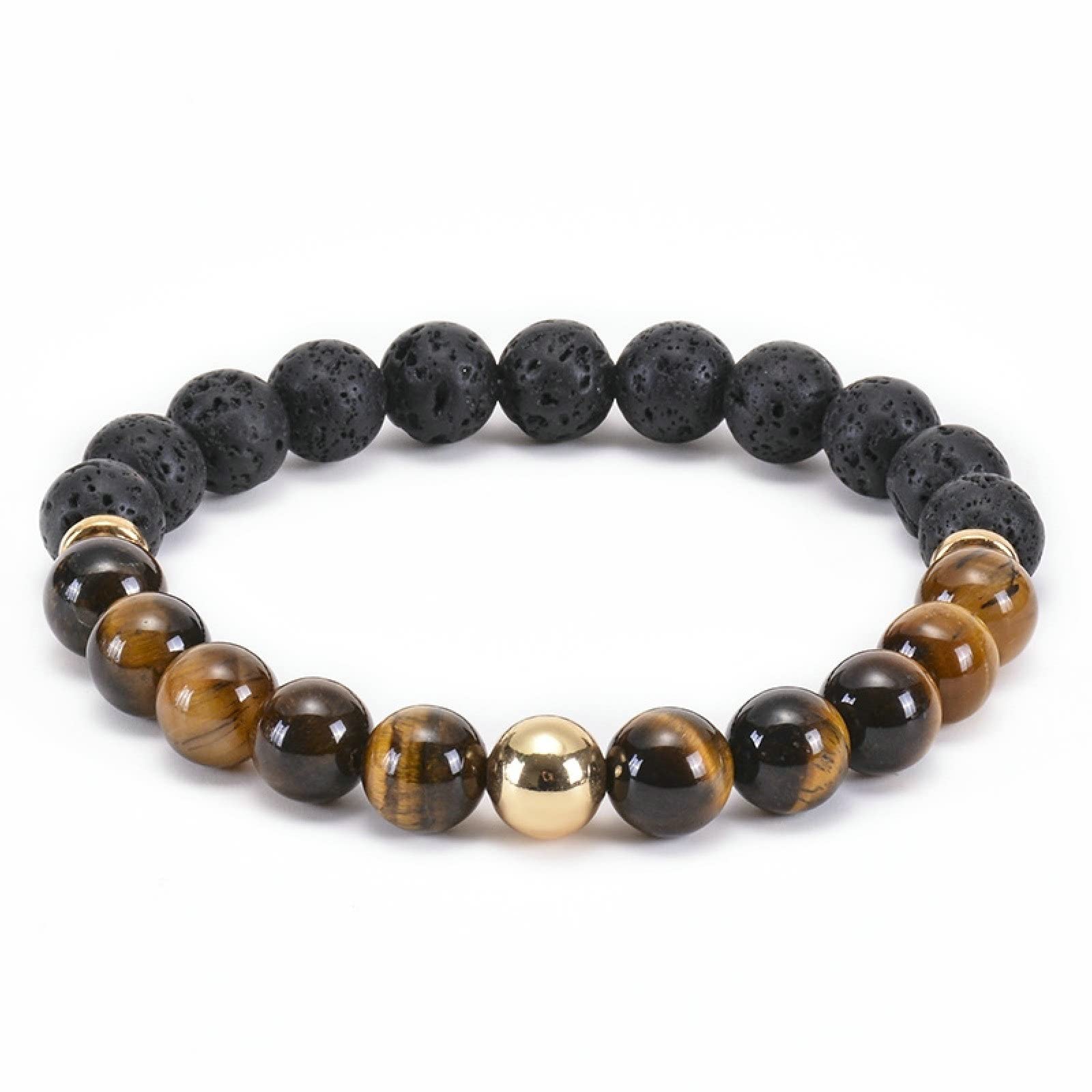 Pulsera de Lava del difusor de Aceite Esencial para Mujeres, Pulsera de elástica para Hombres de 8 mm, Pulseras elásticas para Hombres de 17 cm