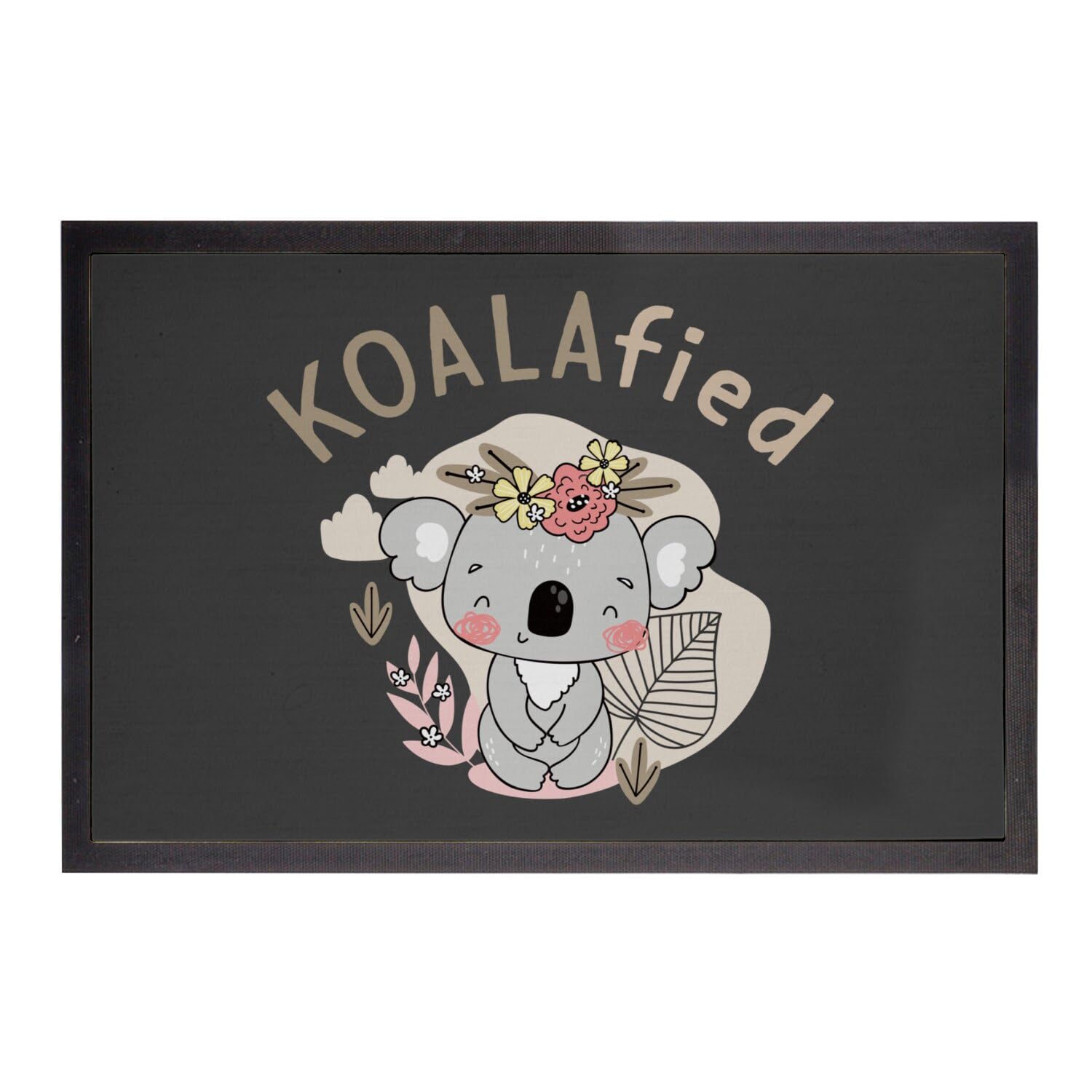 Paillasson noir koala kawaii grand tapis de sol entrée maison 75x50