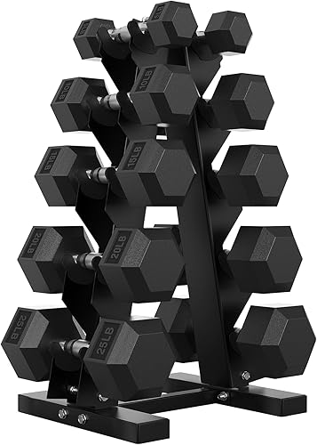 Hex Weights Dumbbells Set with Rack, 100-550 lb Rubber Coated Dumbbell Sets with Storage, Free Hand Weight for Strength Training, Exercise, Fitness,