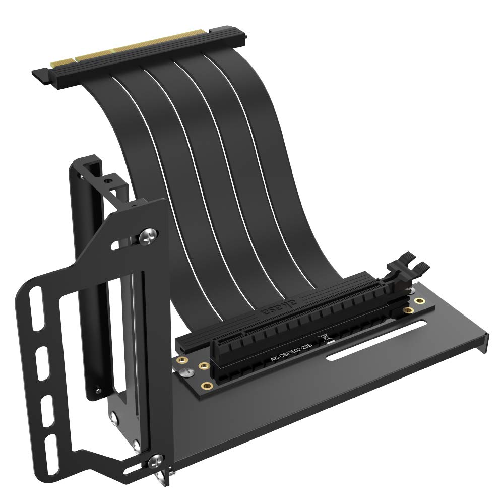 Akasa RISER BLACK PRO | pionowy uchwyt GPU | Kabel pionowy PCIe 3.0 | ekranowanie EMI | 200 mm | AK-CBPE02-20B