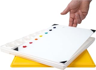 POSH Glass Artist Palette & Masterson Sta-Wet Painter’s Pal 9"x12" Set - Tempered Glass Palette for Painting & Sta-Wet Palette to Keep Paint Fresh - Made in USA (White)