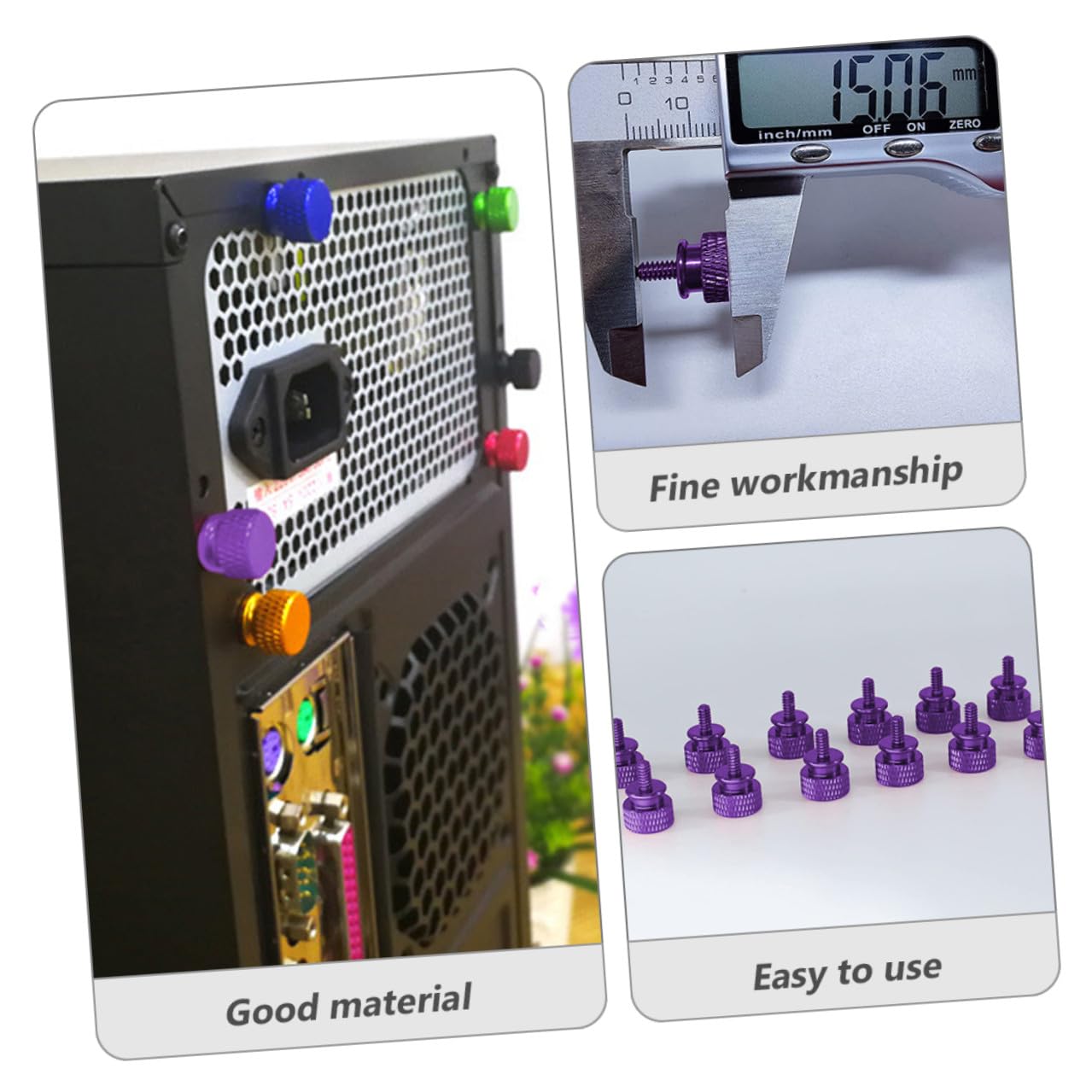 DOITOOL 10pcs Purple Aluminum Alloy Thumb Screws 6#-32 Knurled DIY Computer Case Replacement Screws for PC Chassis and Accessories