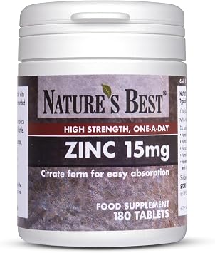 Nature's Best Zinc 15mg - Immune Support - High-Strength Citrate Form - Small, Easy-to-Swallow Tablets - UK Made - 180 Vegan Tablets 6 Months' Supply