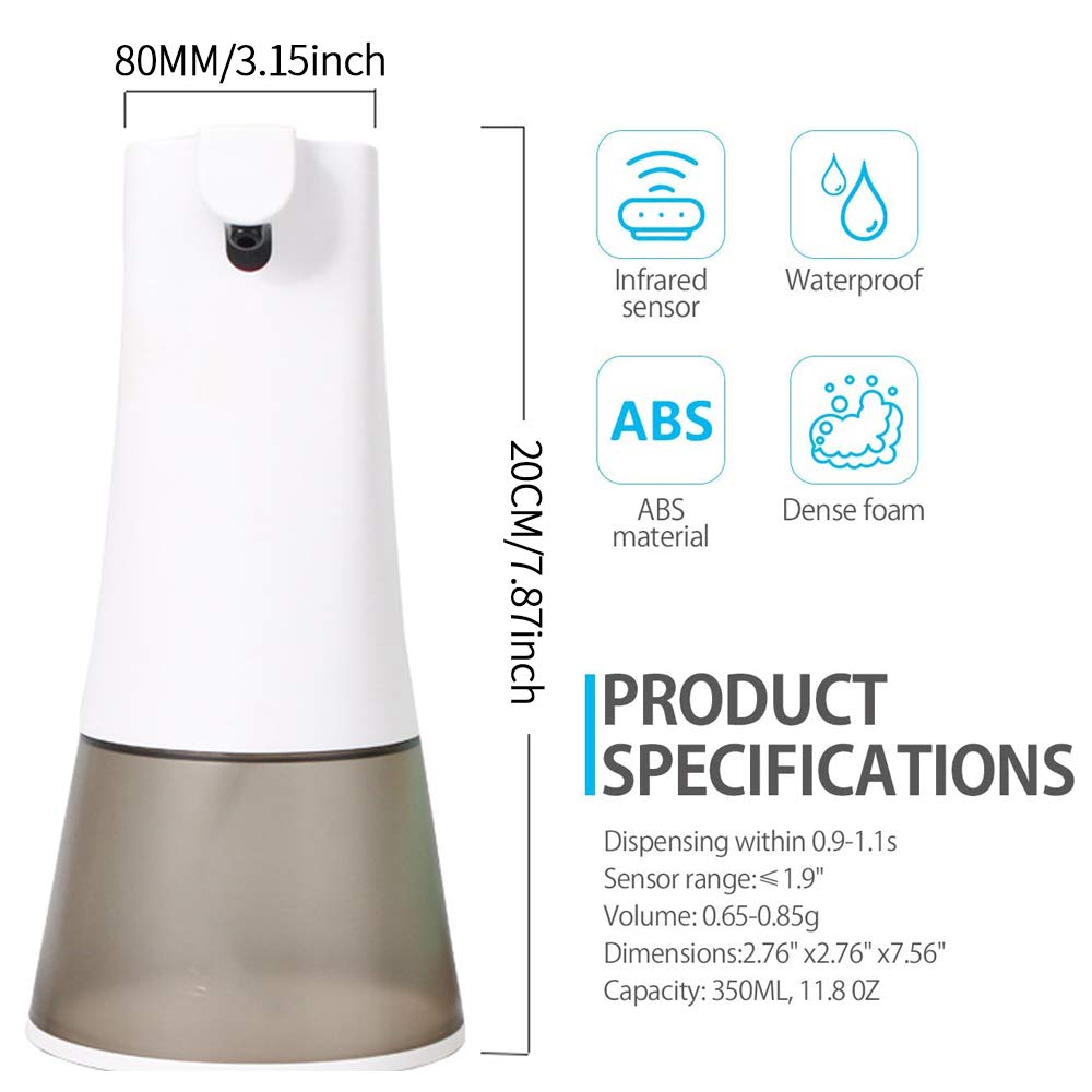 Fayelong Dispenser di Sapone per Mani Senza Schiuma con Sensore Automatico di Erogatore di Sapone Senza Set per Lavello del Bagno della Cucina (Tipo: Carica USB)