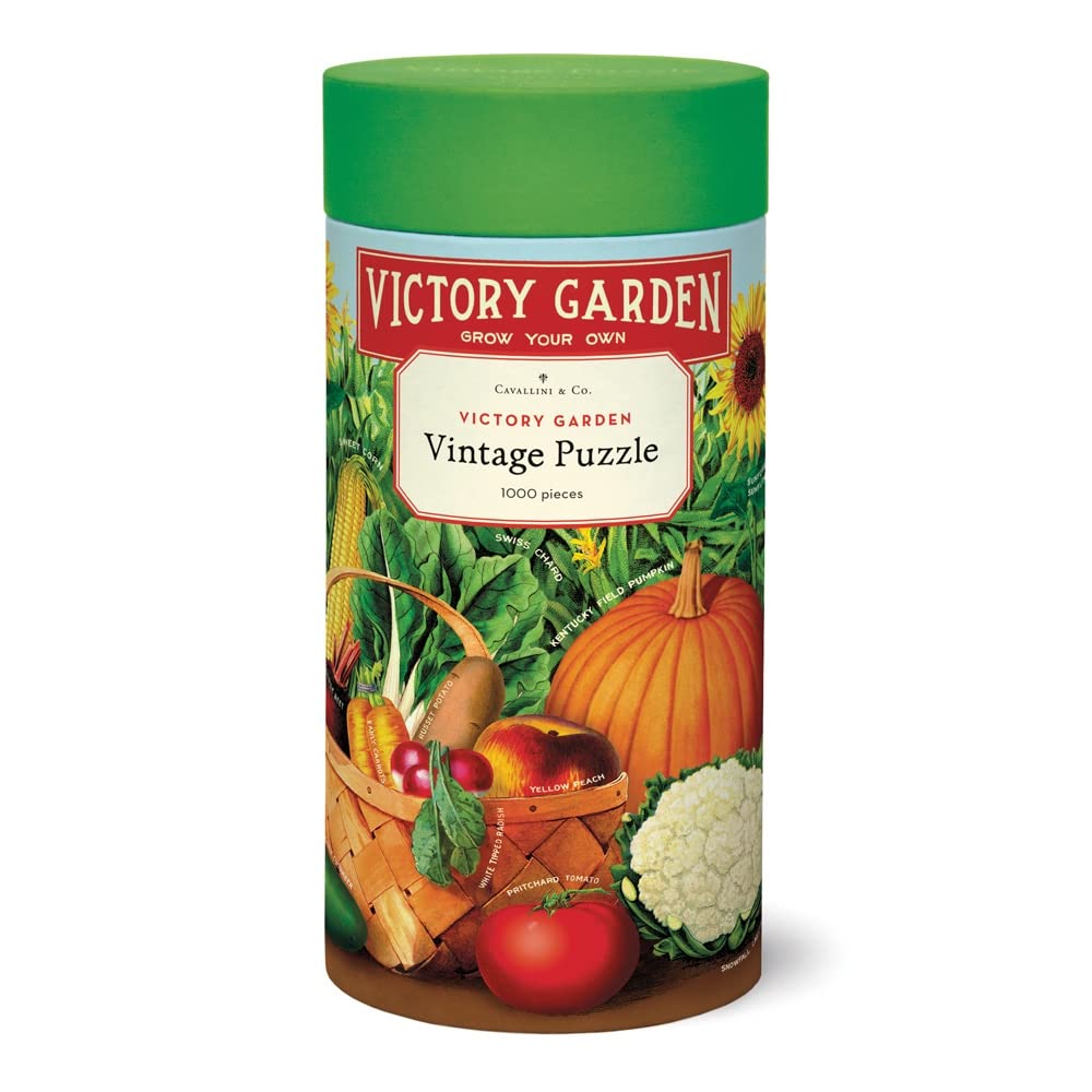 Cavallini Vintage Puzzle 'Victory Garden' | 1000 Teile, 50,8x71,1 Cm | Gemüsegarten-Motiv, In Tube Mit Musselinbeutel