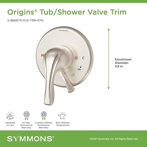 Miniatura 7 de Symmons S-9600TS-PLR-TRM Origins - Moldura de válvula de bañeraducha (válvula no incluida)