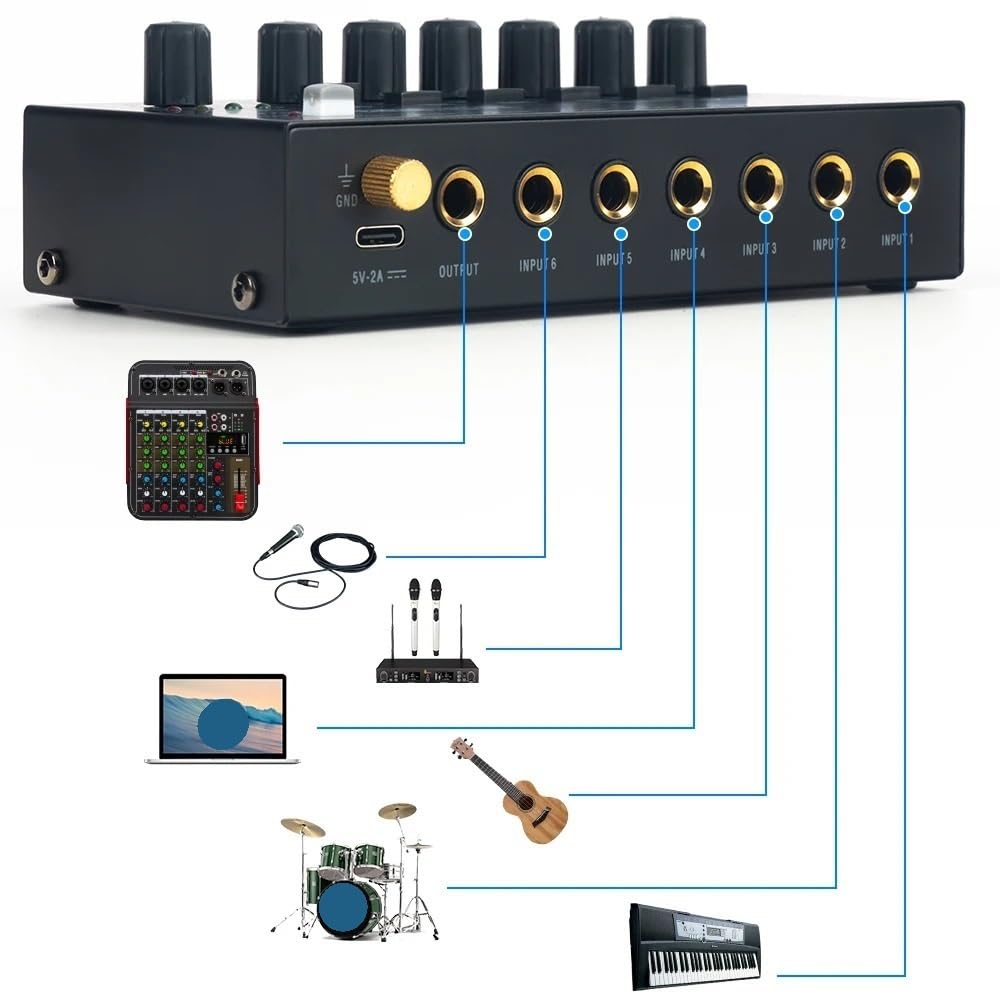 Mixer Audio, Mixer stereo di linea a 6 canali microfonico professionale portatile a bassissimo rumore