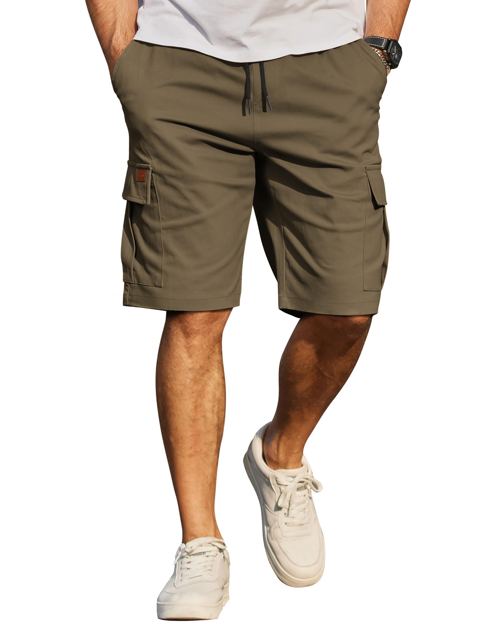 COOFANDY Kurze Hosen Herren Baumwolle Cargo Shorts Freizeithose Herren Kurz Elastische Taille Sommer Chino mit 6 Taschen S-3XL