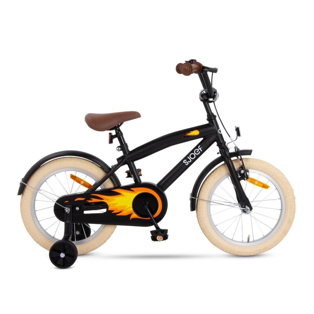 Cruise Kinderfahrrad 16 Zoll | Ab 4-6 Jahren | einfache Montage (95% vormontiert) | Kinder Fahrrad für Jungen/Jugend | Kleidergröße von 103 bis 118 cm | inklusive Stützräder - Matt Schwarz