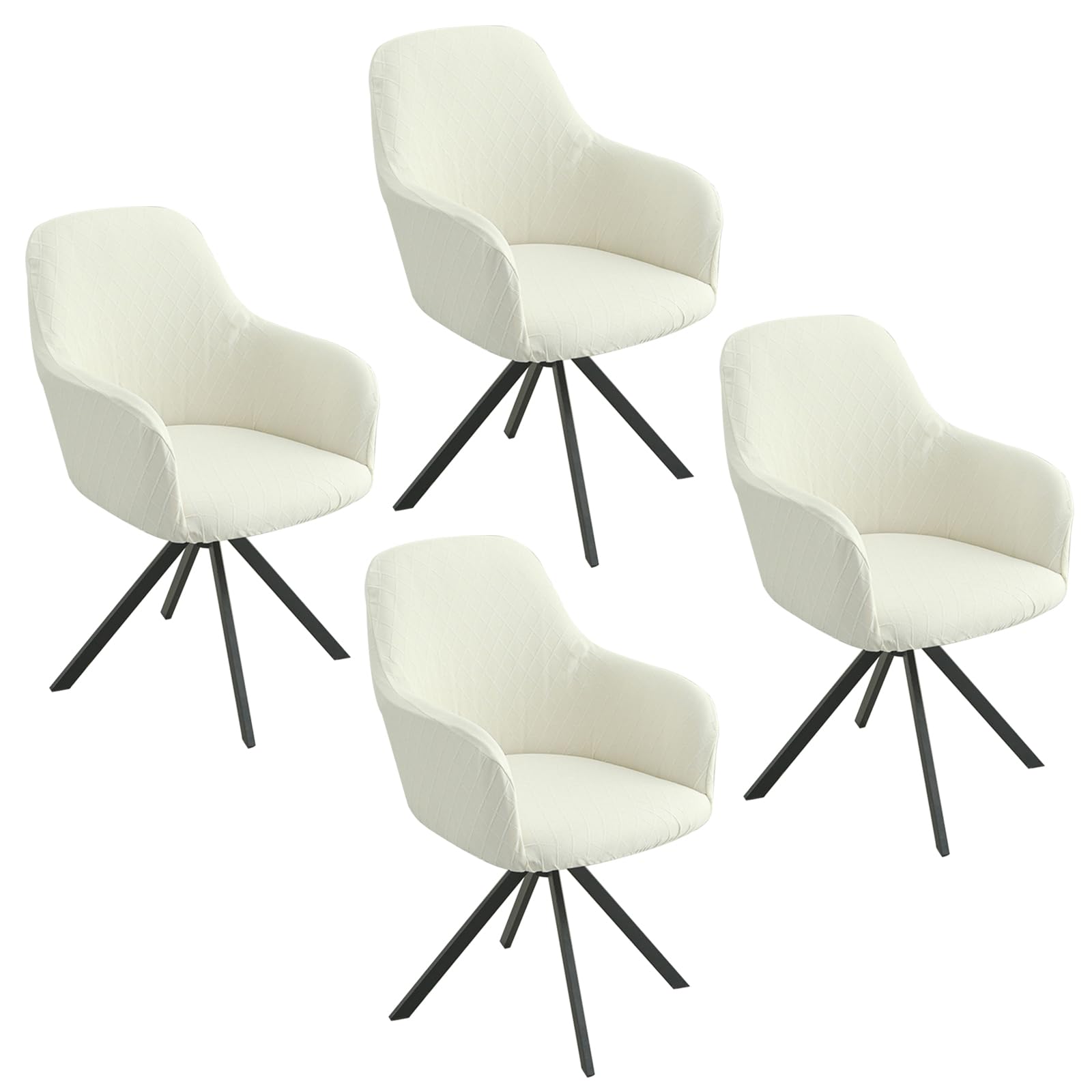 GDWD Chair Slipcovers, Set of 2/4 Dining Chair Covers with Armrest, High Stretch Chair Seat Cover, Removable Armchair Protector Cover for Home Dining Room, Kitchen, Hotel, Office (4, Beige)