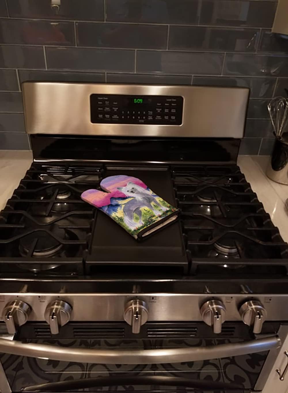 Caroline's Treasures SS8326OVMT Chinese Crested Oven Mitt Heat Resistant Thick Oven Mitt for Hot Pans and Oven, Kitchen Mitt Protect Hands, Cooking Baking Glove