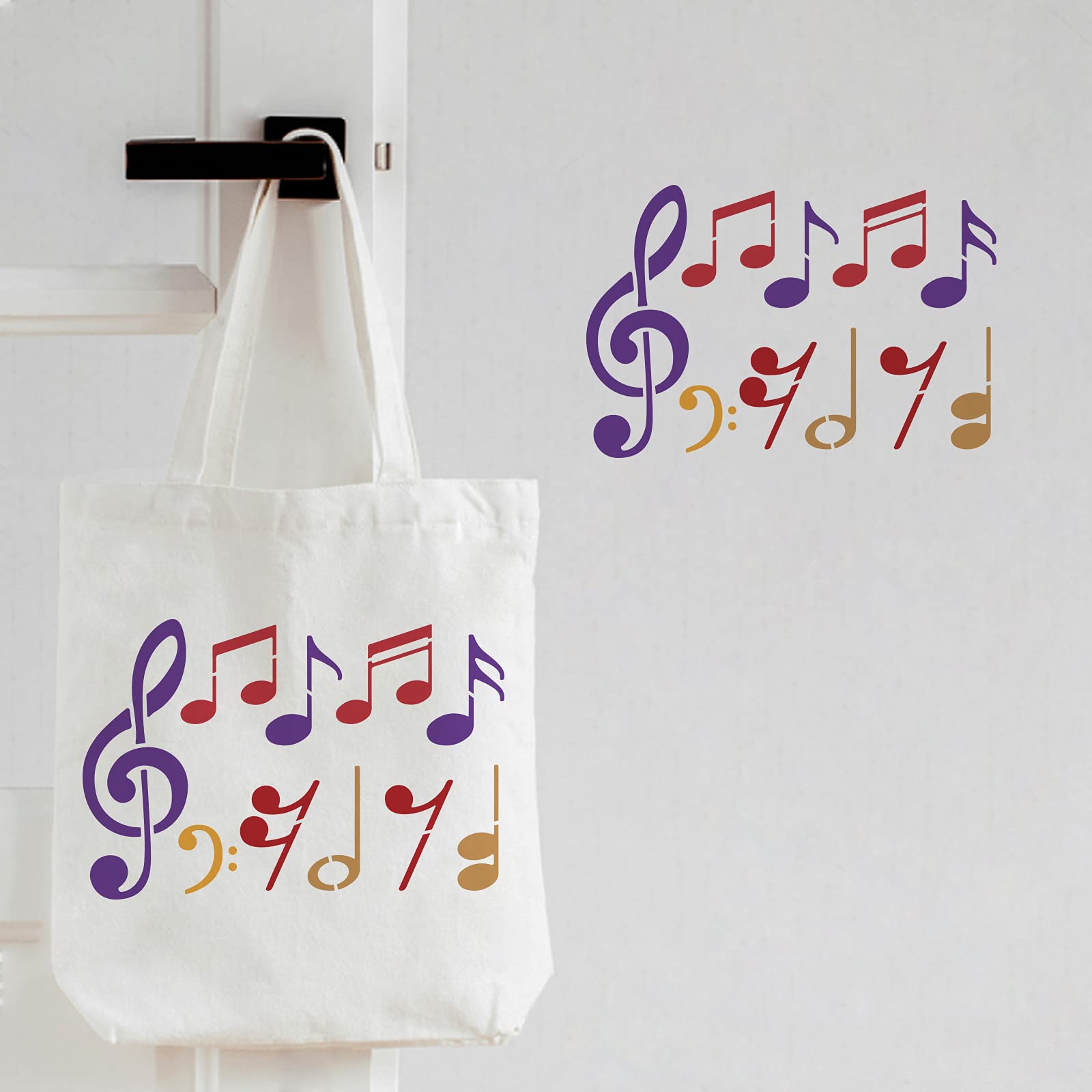 FINGERINSPIRE Lot De 4 Pochoirs Pour Notes De Musique - 29,7 X 21 Cm - 4 Styles - Modèle Notes De Musique - Mélodie - Pour Peindre Sur Bois, Sol, Meubles, Murs Et Papier