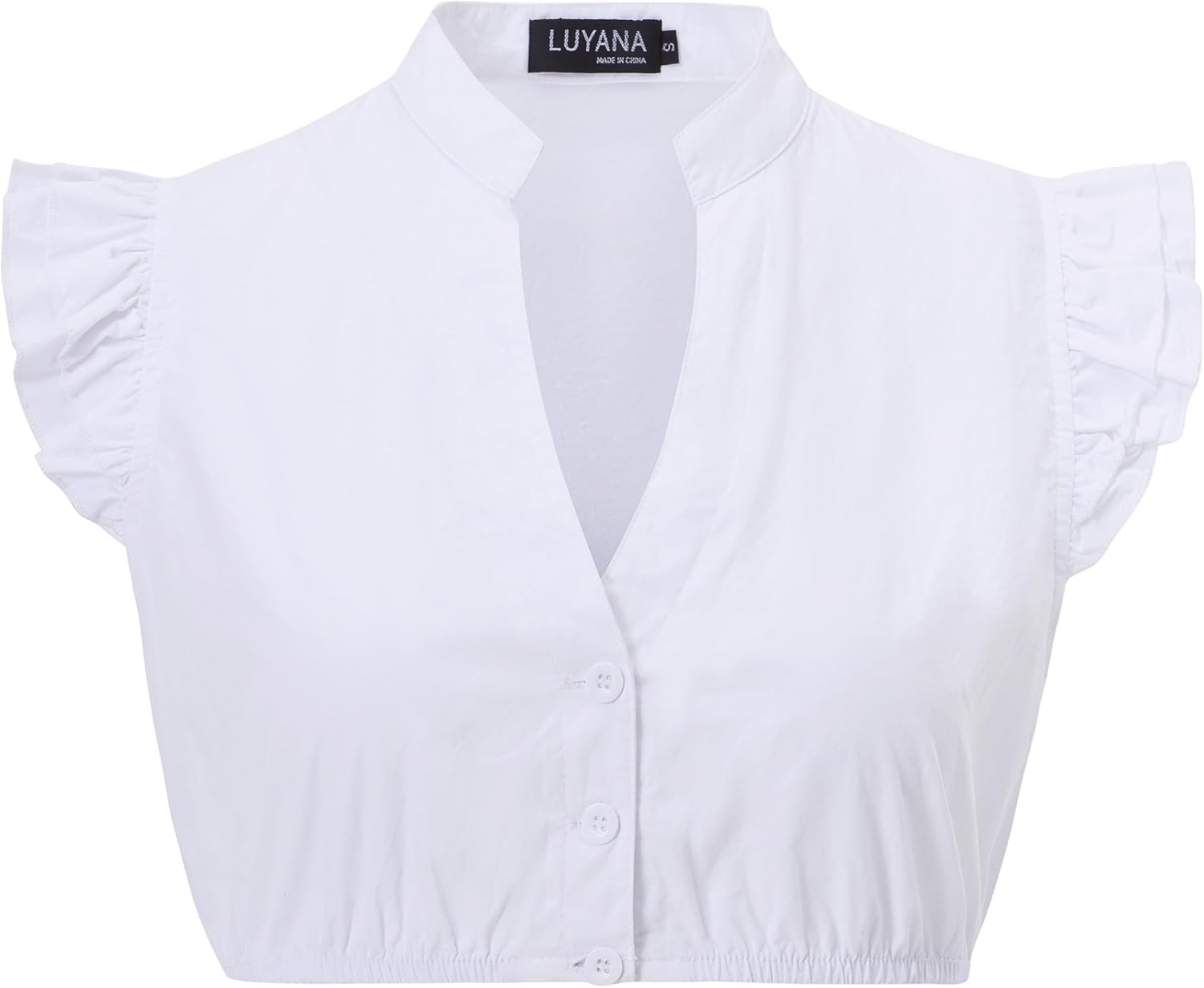 LUYANA Womens Oktoberfest Dirndl Blouse Bavarian Traditional White Dirndl Shirts Double-Layered Sleeve S-3XL - Image 4