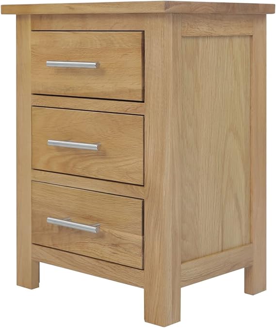 AERATI OAK Bedside Table Bedside Chest of Drawers 3 Drawer