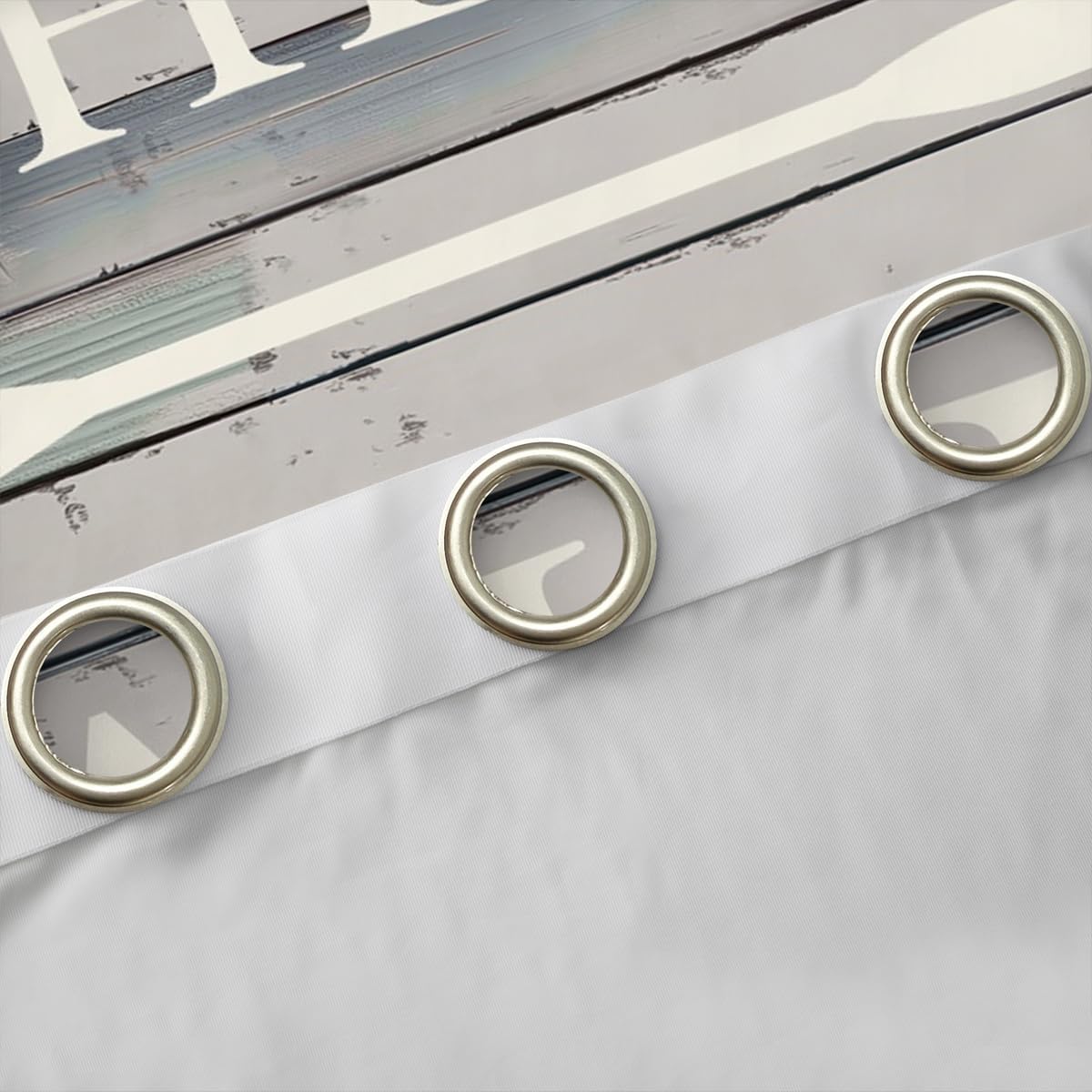 Homewish Rustic Farmhouse Old Barn Curtains - White Paddle Window Treatment, Top 2 Panel, 42Wx84L