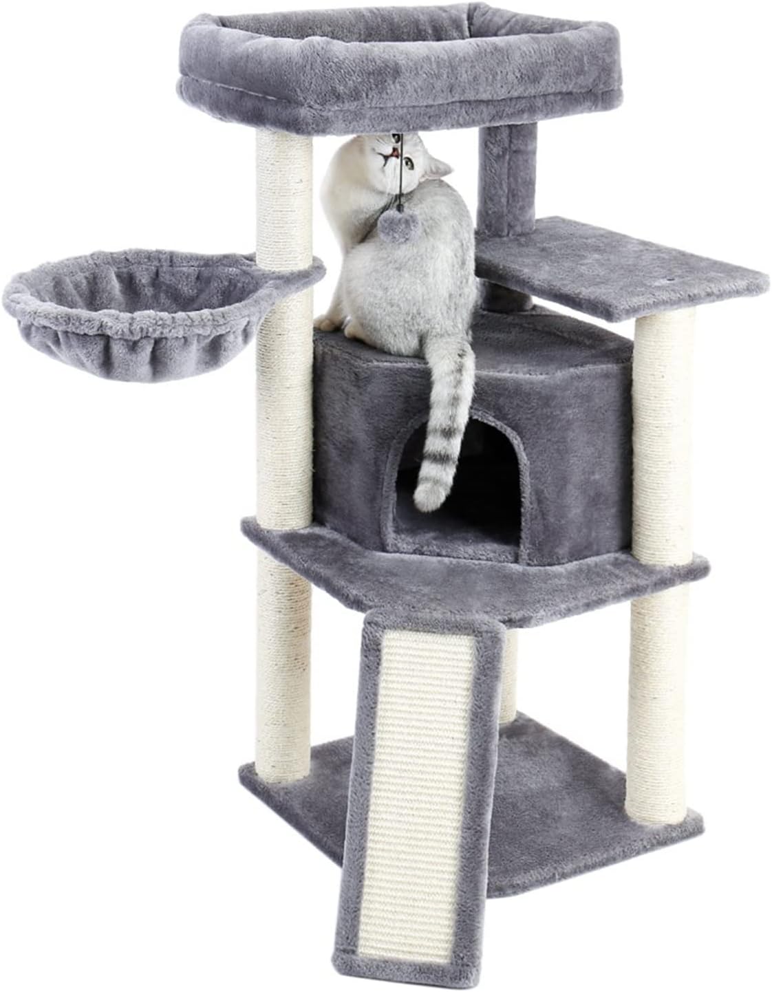 JJZXD MultiLevel Cat Tree Play House Climber Activity Centre Tower Hammock Condo Furniture
