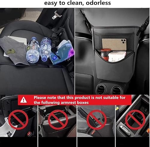 Miniatura 6 de TUMECOS Soporte para bolso de coche entre asientos, organizador de automóvil para reposabrazos central, bolsa de almacenamiento para automóvil,