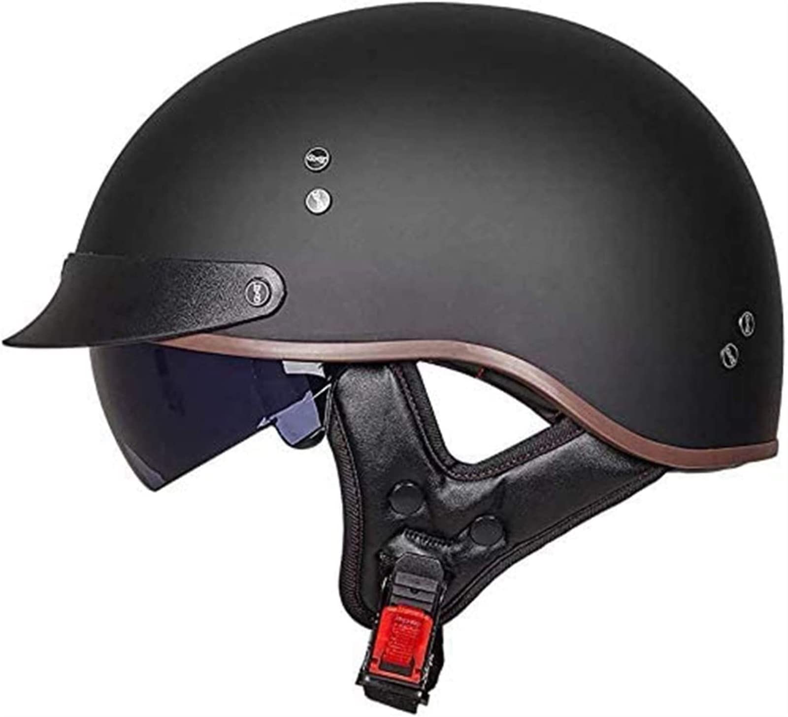 Retro Kask Motocyklowy Pół Twarzy Certyfikat DOT/ECE Vintage Otwarta Twarz Kaski Motocyklowe Z Osłoną Przeciwsłoneczną, Dla Krążownika Chopper Mofa Motocykl Szosowy Motorower Dla Dorosłych (Color : 1