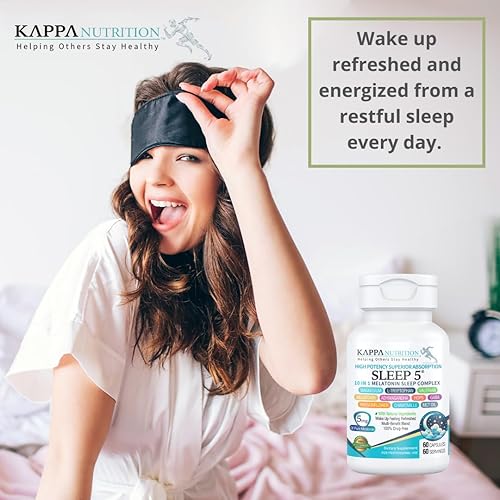 Miniatura 5 de KAPPA NUTRITION Sleep 5, ayuda para dormir, 5 mg de melatonina, suministro para 60 días, cápsulas veganas que no forman hábito, ingredientes