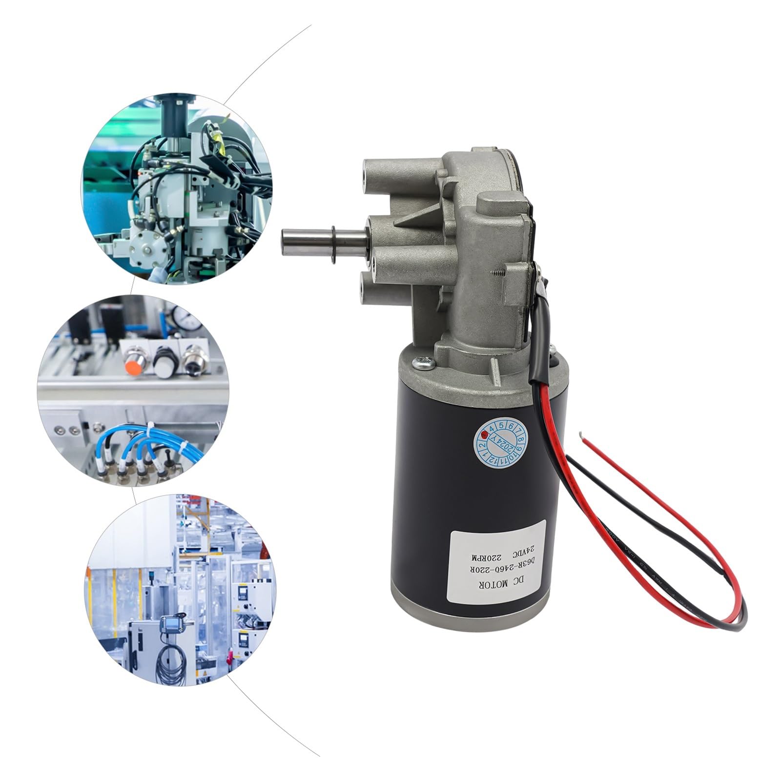 Spindelmotor, 12 V/24 V Gleichstrom-Getriebemotor, 60 W, Schneckengetriebe, 220 U/min, kompakter und leichter Mini-Metallmotor(60V)