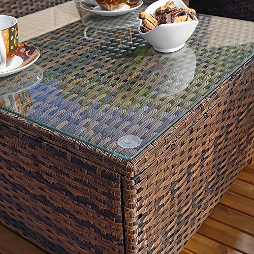 Melko Garten Ecksofa Polyrattanlounge Sitzgarnitur Gartenlounge mit Kissen, Verbindungsclips und Schraub-Ausgleich-Standfüße