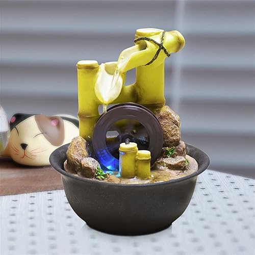 Miniatura 6 de Fuentes de mesa de resina con diseño de rueda de agua, fuente de agua, bola de Feng Shui con luz LED, paisaje de agua, adornos de Feng Shui,