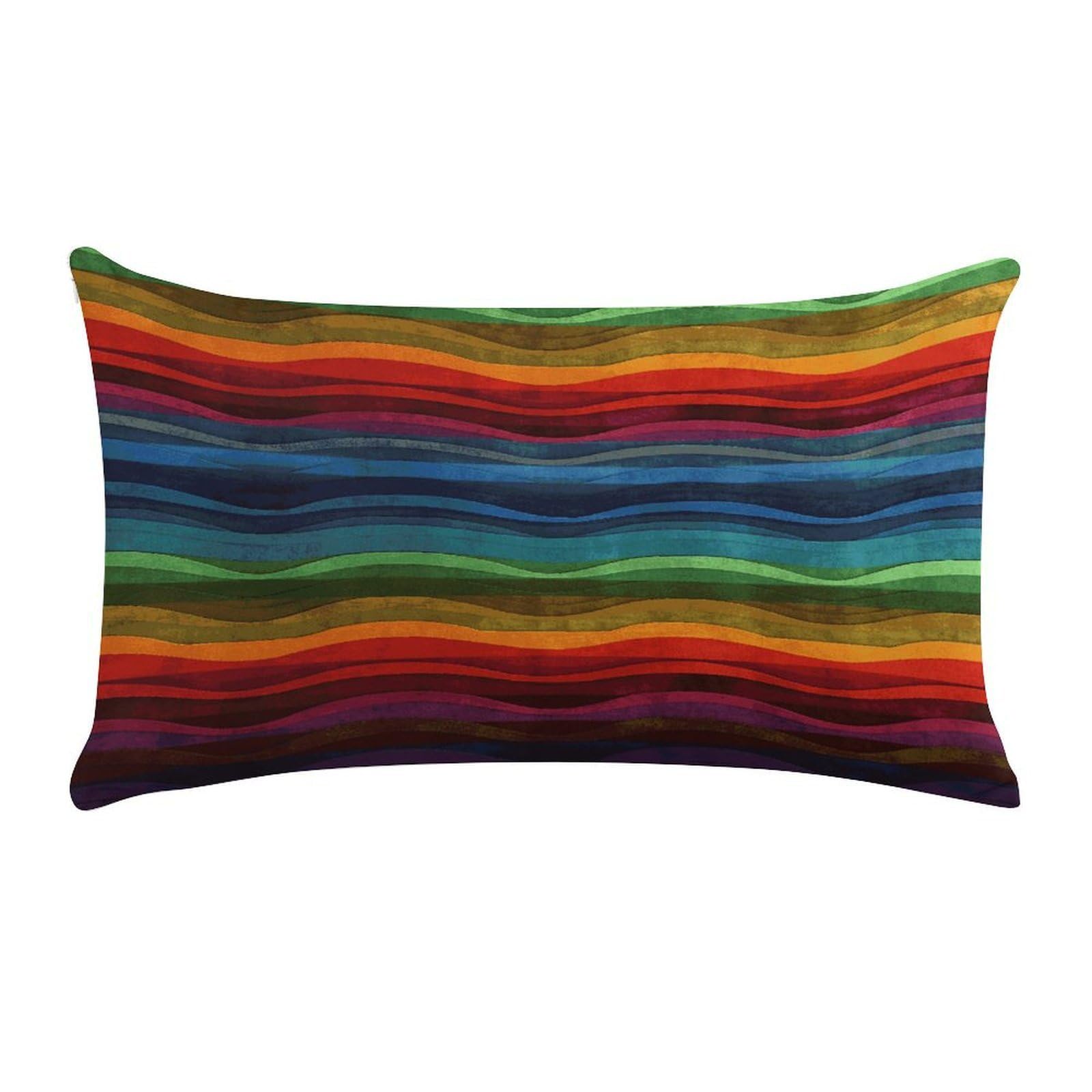 Rainbow Pillow Case Decorative Rectangle Throw Pillow Cover Soft Plush Pillowcase Cozy Cushion Case Modern Pillow Sham Cushion Cover for Bedroom Sofa Couch 20 X 12 Inch