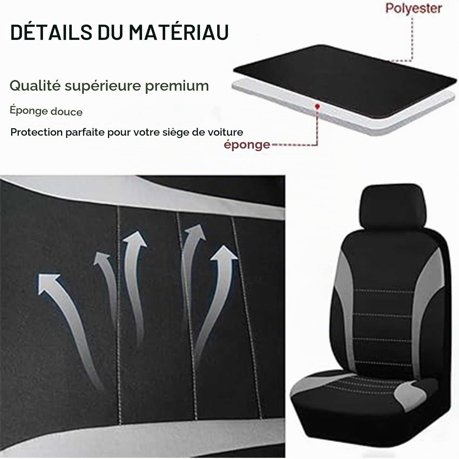 Housses De Siège Avant De Voiture, pour Renault Clio 3 2005 2006 2007 2008 2009 2010 2011 2012 Imperméable Antidérapant Housses De Siège Avant Coussins Couvre Protections Siège,Grey