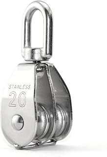 Lind Kitchen 1PCS Lifting Double Pulley Stainless Steel Heavy Duty Double Wheel Swivel Lifting Rope Pulley Block M20