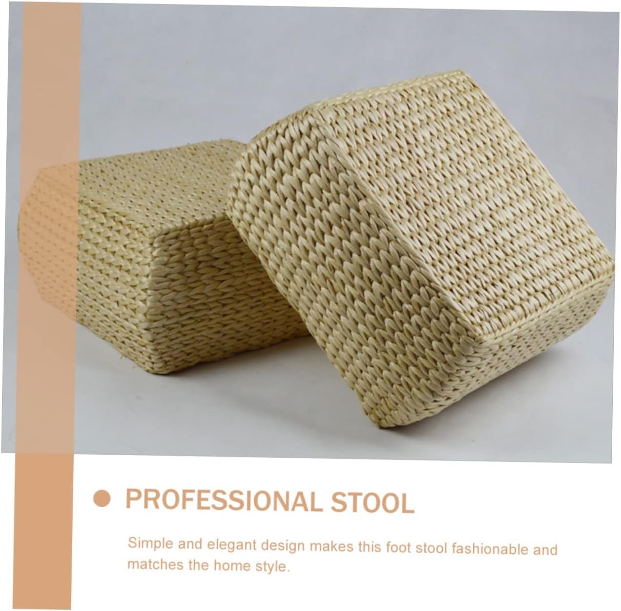 Straw Pouf Entryway Bench Small Foot Stool Decorative Woven Stool for Home