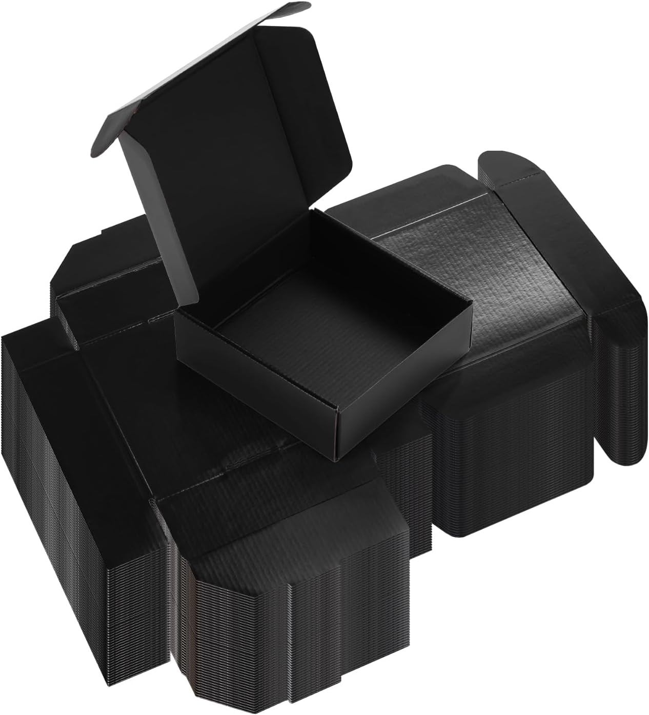 Rempry 50 Pack 6x6x2 Inches Black Small Shipping Boxes, Cardboard Corrugated Mailer for Packaging Small Business, Gift Boxes for Mailing Present