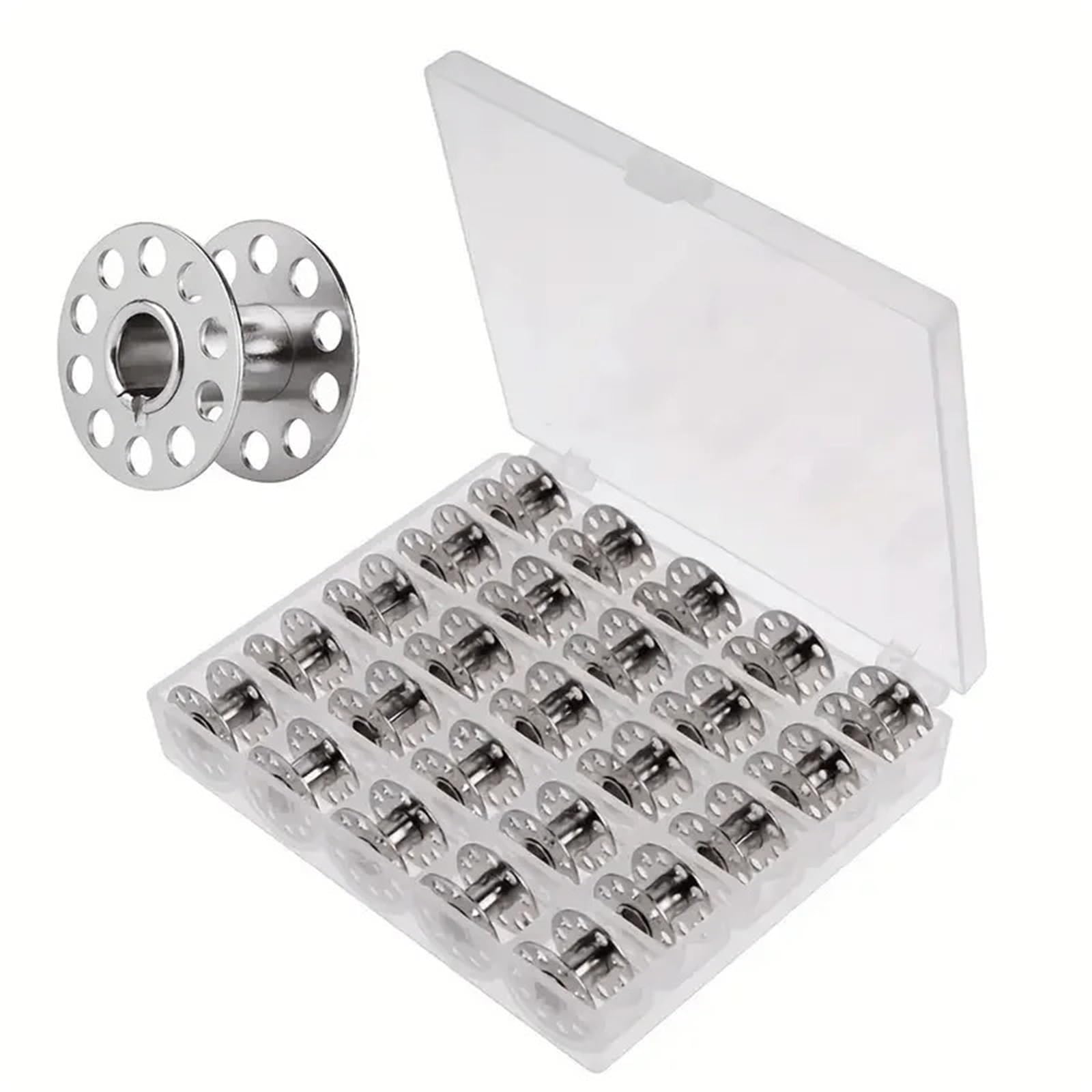 Juego de 25 bobinas preenrolladas para máquina de coser de acero inoxidable resistente para todas las máquinas de coser de mano, máquina de bordar