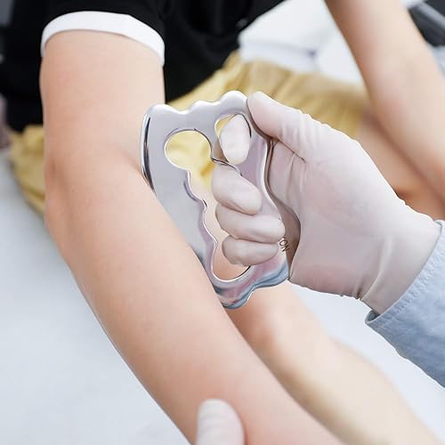 Miniatura 4 de STICKON Juego de herramientas de masaje de raspado Gua Sha de acero inoxidable, herramientas IASTM, gran herramienta de movilización de tejidos