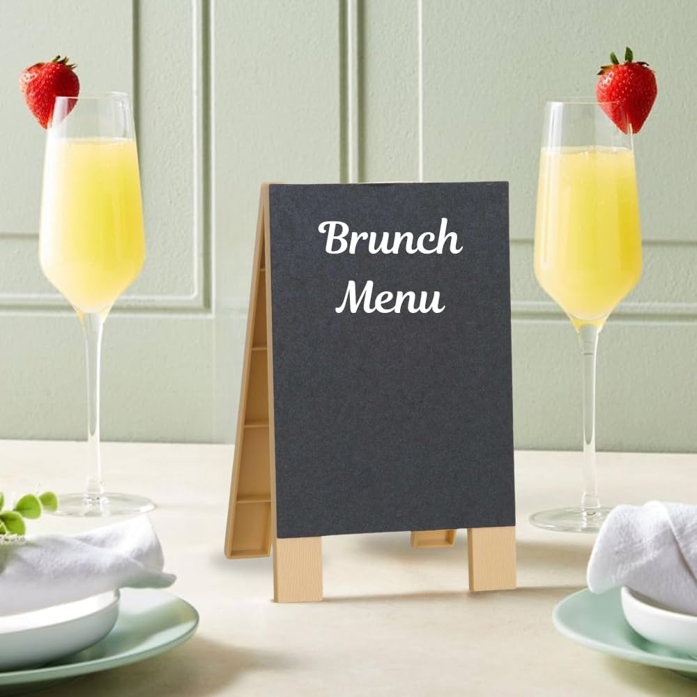 Mini Chalkboard Easel with Chalk (6.5" x 4") - Perfect for Party Food Labels, Drink Signs, and Custom Name Cards (1 Pc.)