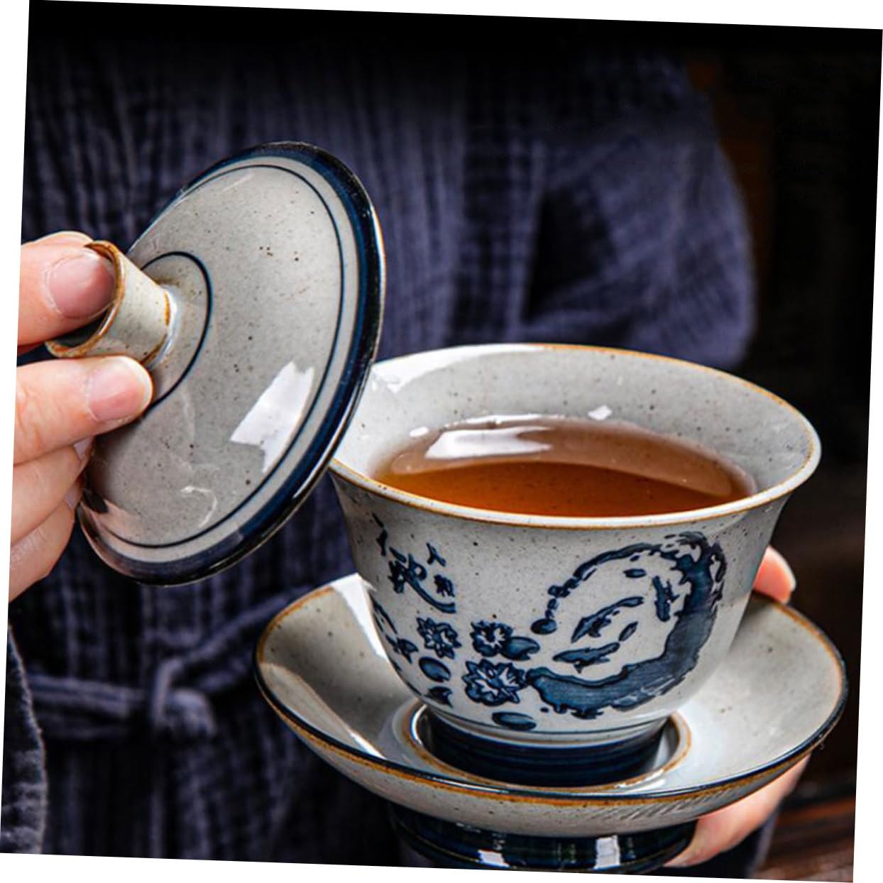 Mikinona 1satz Keramische Teeschale Im Vintage-stil Mit Unterteller Traditionelles Teeservice Für Stilvolles Teetrinken Für Teezeremonien Für Teeliebhaber