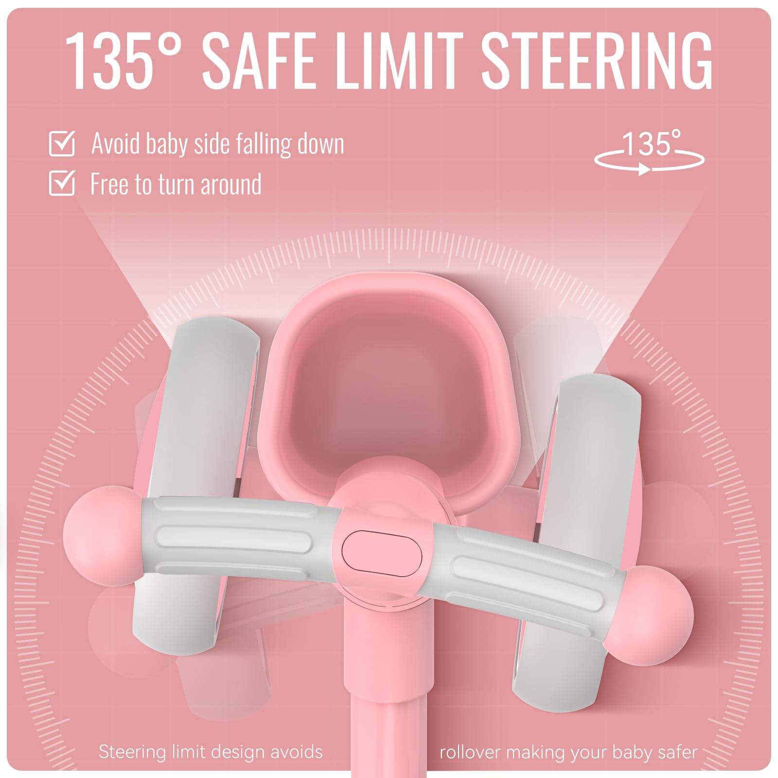 Umatoll Colorful Lighting Baby Balance Bike Toys for 1 Year Old Girl Gifts, Adjustable Seat, First Birthday Gifts, 12-24 Months Toddler Bike, New Pink