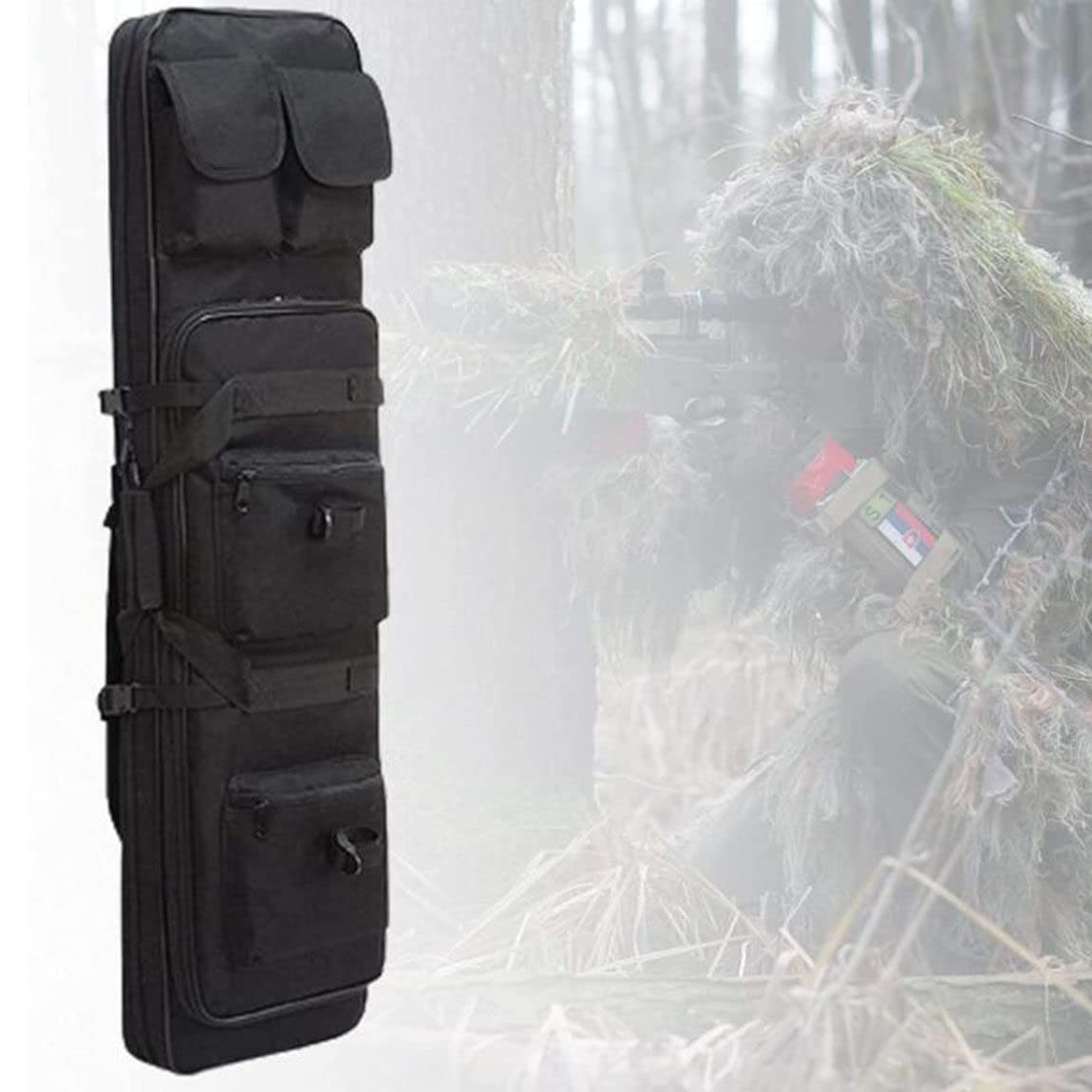 Custodia per Fucile Tattico Borsa per Fucile Tattico Custodia per Fucile Zaino, Borsa per Fucile da Campeggio All'Aperto, Borsa per Arma Portatile/Black/85Cm