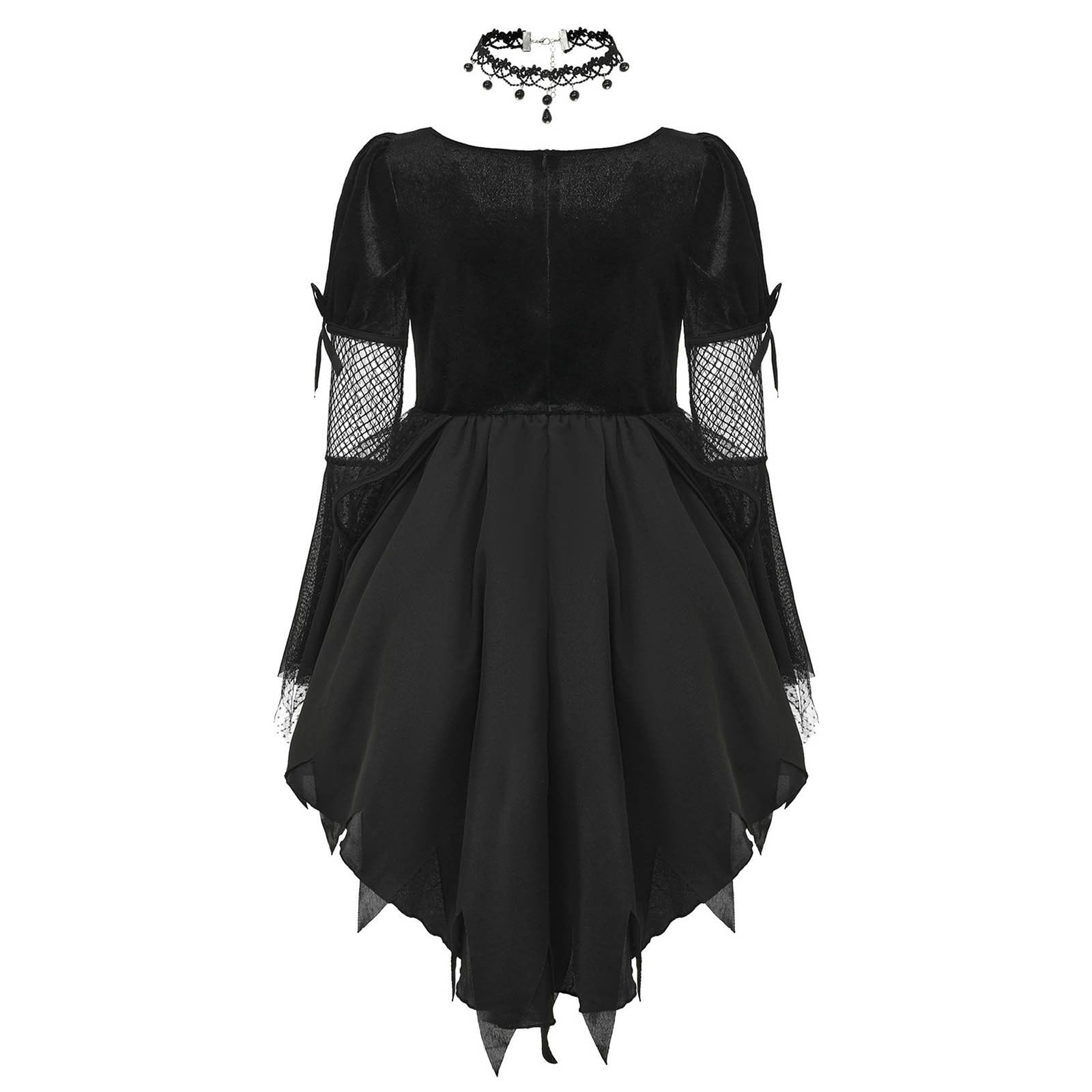 Costume da Malefica Bambina, Costumi da Cosplay Malefica Regina Strega Cattiva Halloween con Vestito Strega, Calze, Cappello da Strega E Collana