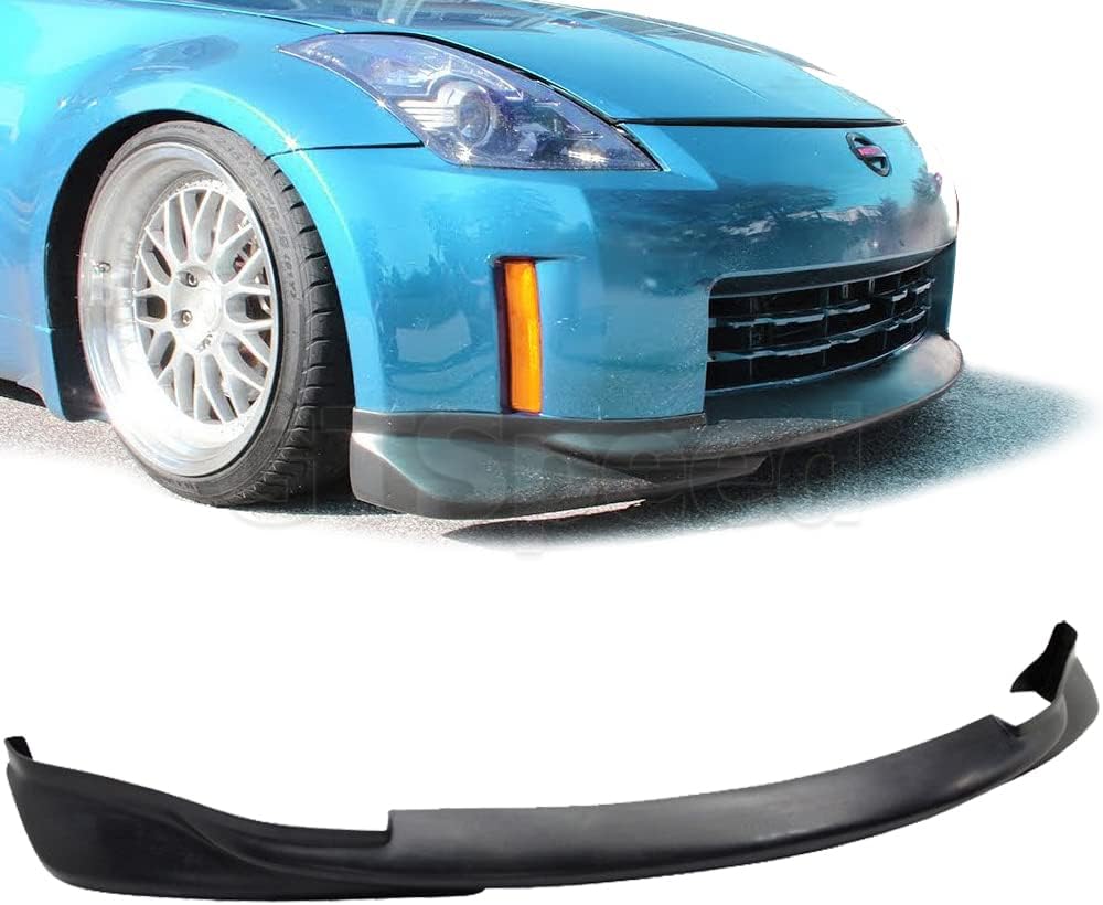 Compatible with/Replacement for Front Bumper Lip, KS Style PU Front Lip Spoiler Black, Fits 2006 2007 2008 2009 Nissan 350Z Fairlady Z Z33