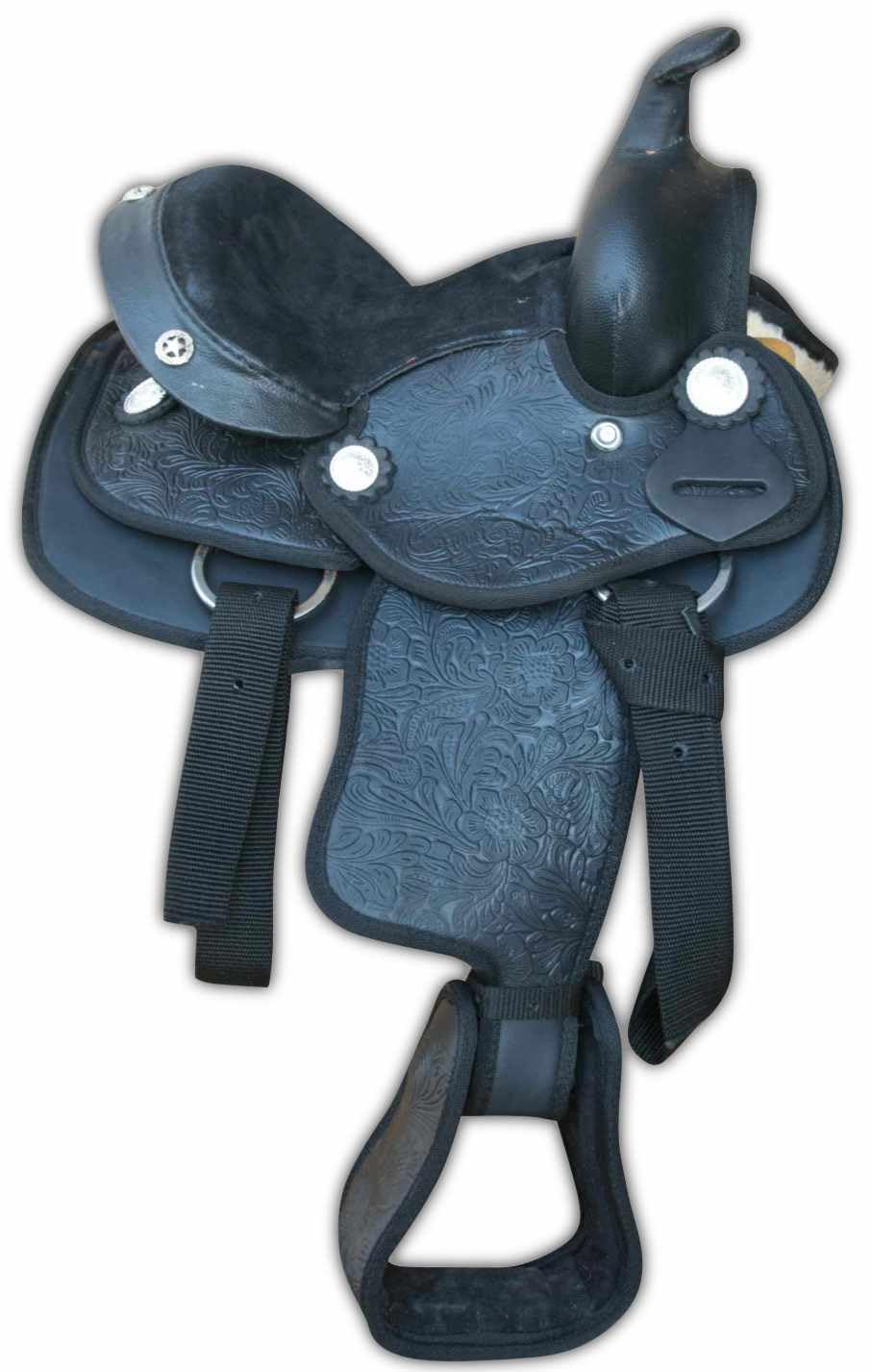 AMKA Pony/Shetty Western Sillín negro Pony, 8 pulgadas Western