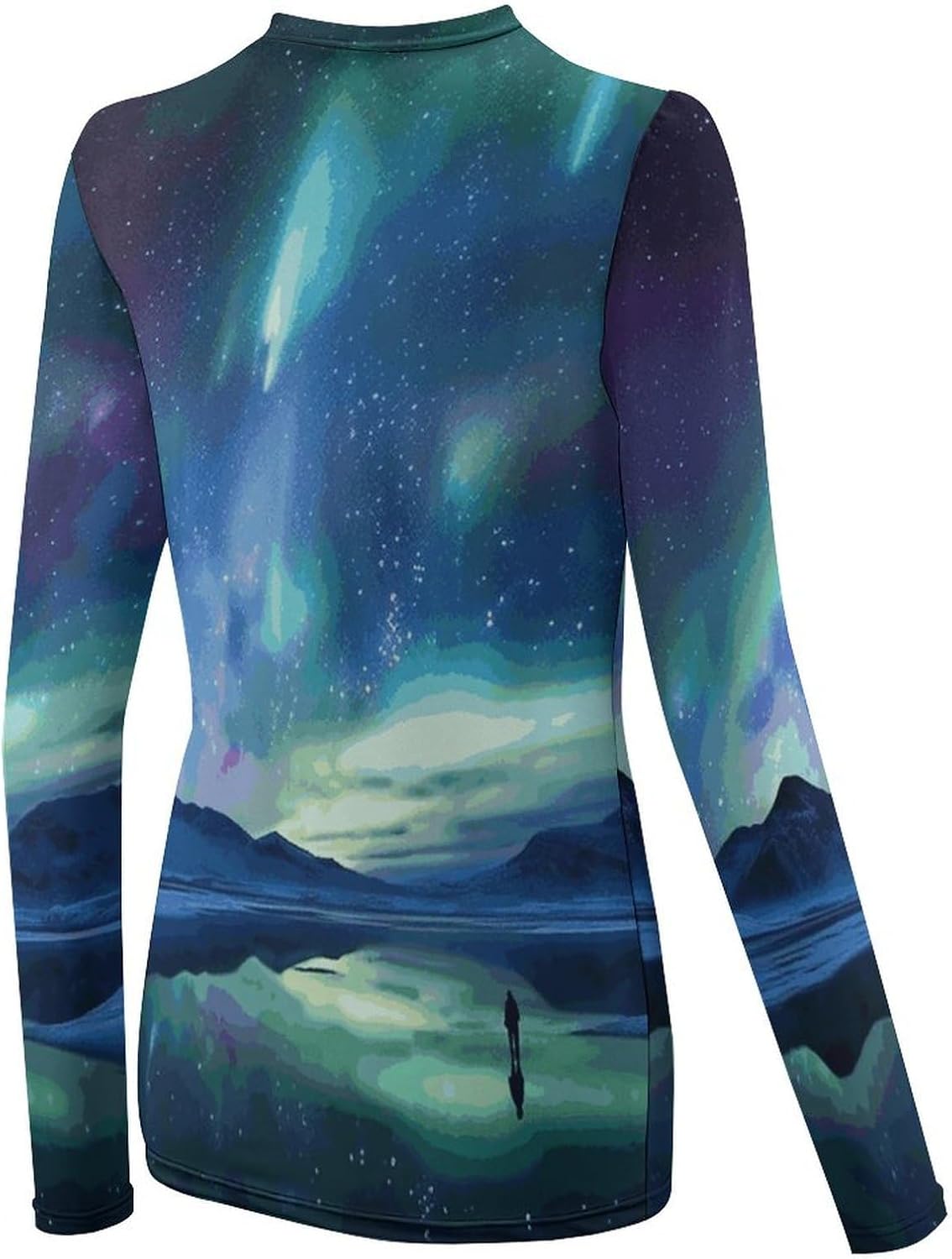 UPF 50+ Womens Sun Protection Shirts UV SPF T-Shirts Northern Lights Long Sleeve Rash Guard Athletic Tops-