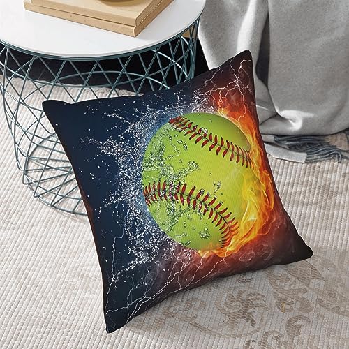 Housses de coussin velours côtelé imprimé softball déco maison 45x45