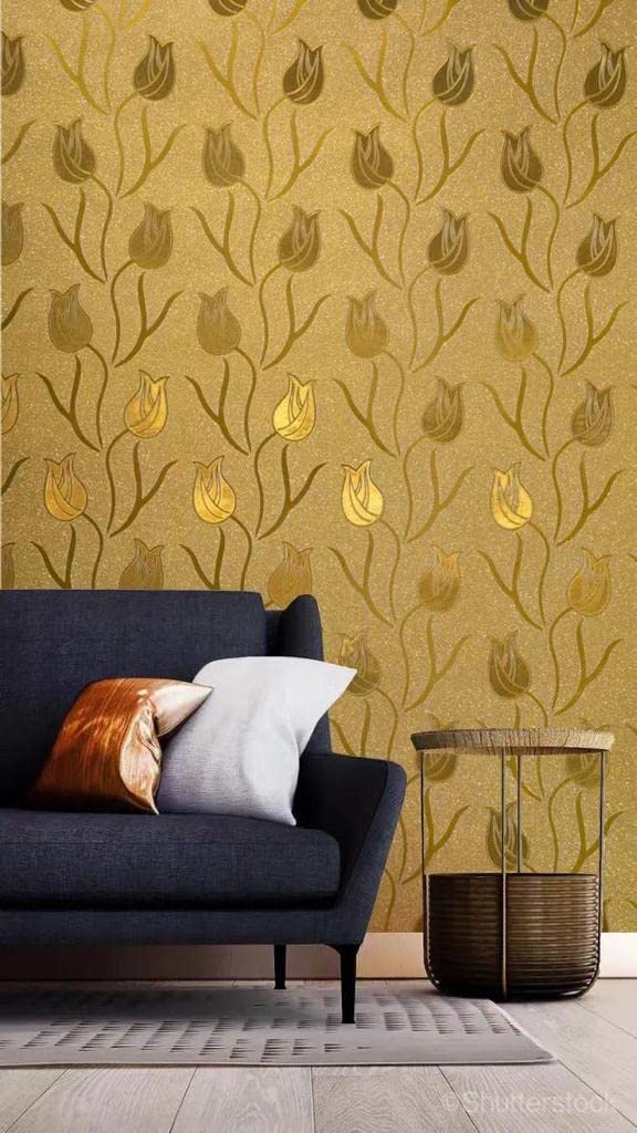SV COLLECTIONS Glittery Gold Tulips SELF Adhesive Wallpaper for Kitchen Bedroom Living Room FURNITURES Peel and Stick Vinyl Wallpaper - 200 * 45 CM - 9 SQFT Approx (B09YCKF41S) Amazon Price History, Amazon Price Tracker
