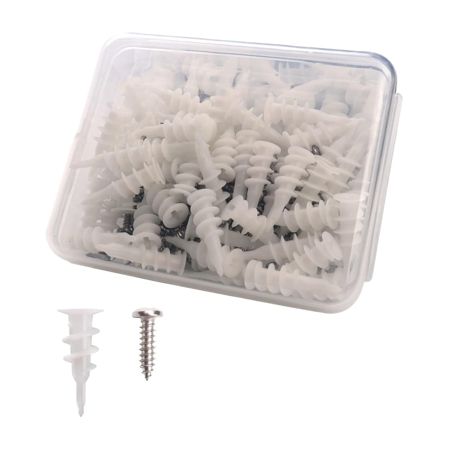 50 Pieces White Self Drilling Anchors with Screws Kit Gypsum Board and Assortment(10x33)