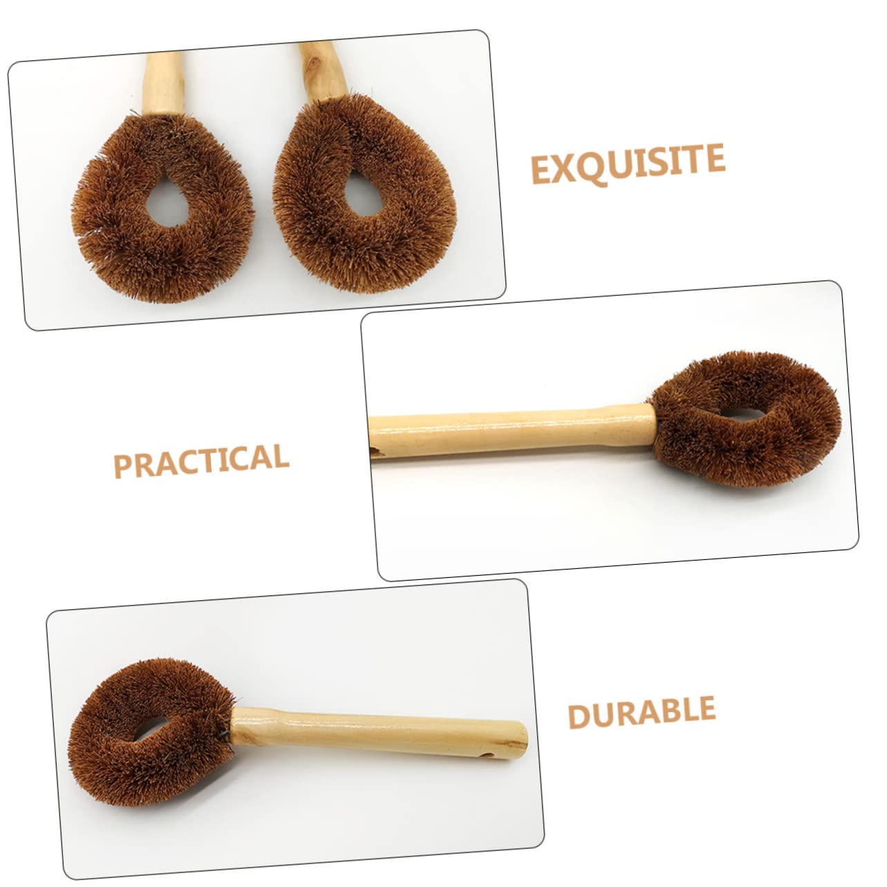 minkissy Lot de 25 brosses de Nettoyage à Long Manche en Bois Naturel - Brosse à Vaisselle à poignée Plate - Brosse de Nettoyage pour casseroles - Brosse de Nettoyage pour Pot à récurer