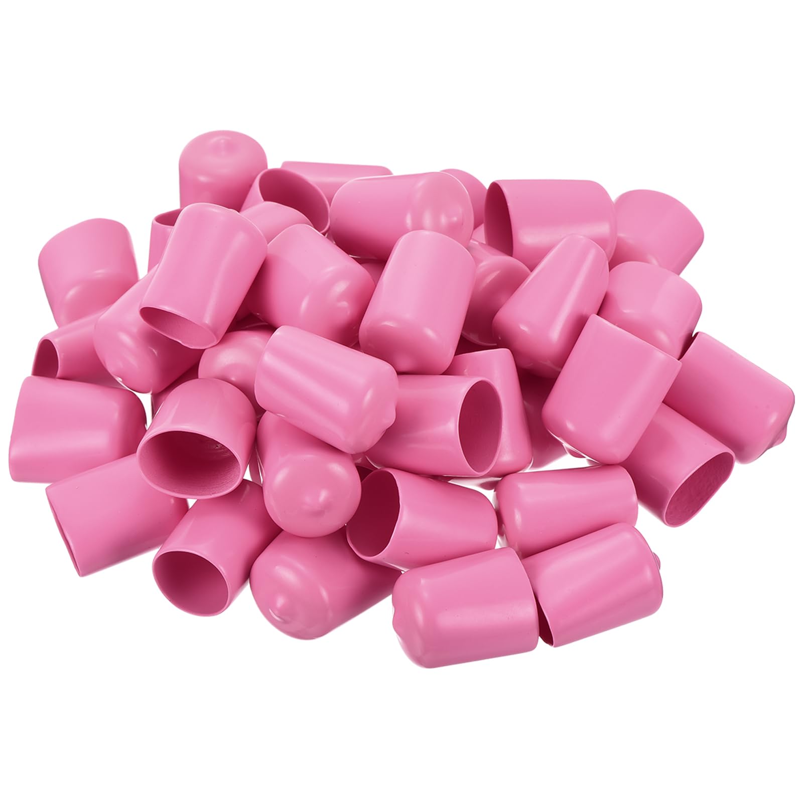 uxcell 100pcs Rubber End Caps 19mm(3/4 inch) ID Vinyl PVC Round Tube Bolt Cap Cover Screw Thread Protectors Pink