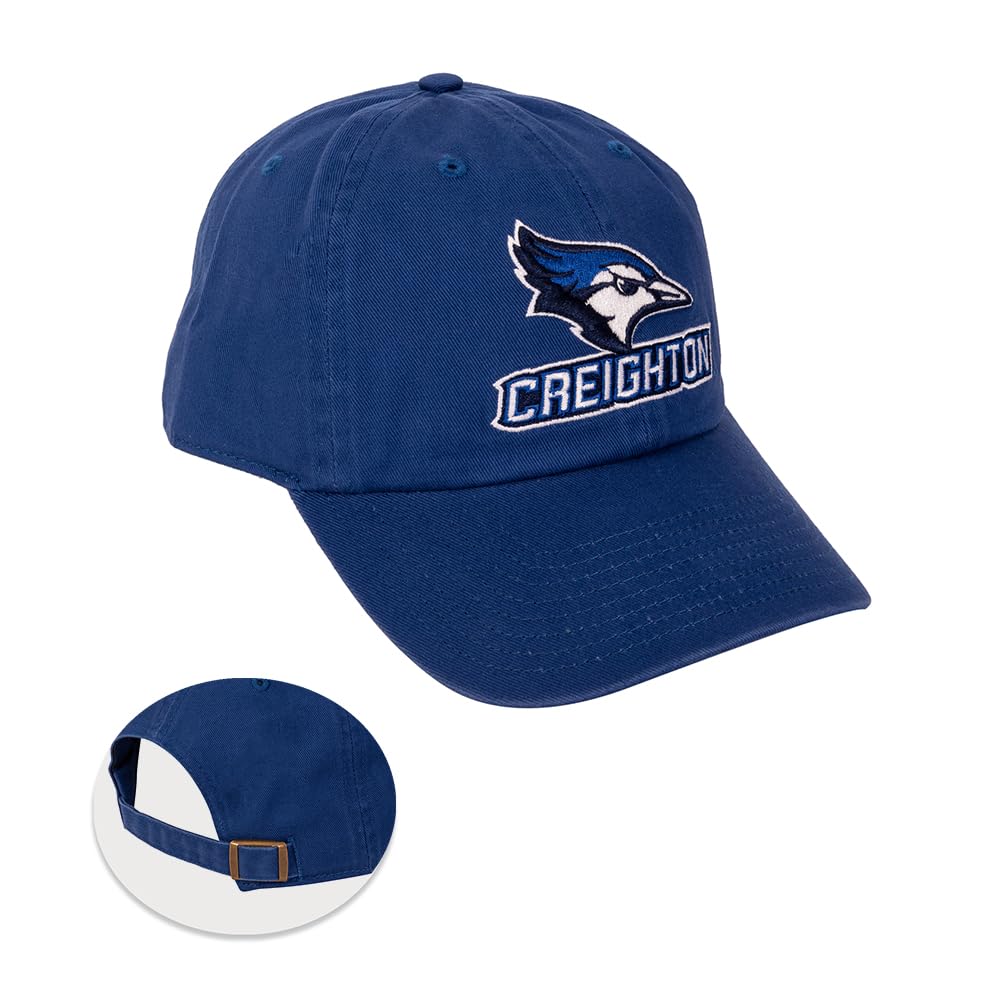 Creighton University Bluejays Baseball Hat - Officially Licensed CU Cap, Adjustable Strap, Embroidered, Blue