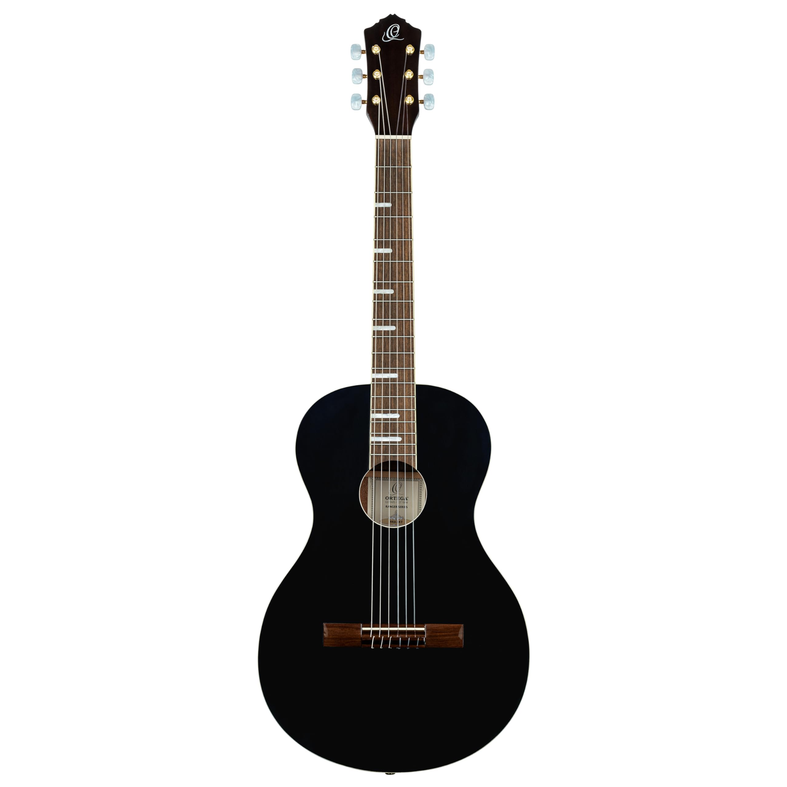 Ortega Guitars Parlor Body Konzertgitarre – Ranger Series – Inklusive Gigbag – Fichte, Mahagoni, Schwarz (RRA-BKT)