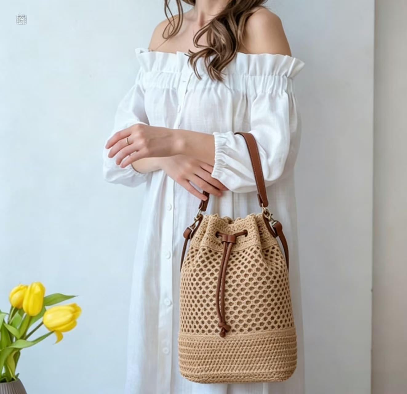 Straw Purses and Handbags，Woven Purses for Women，Crochet Beach Bag，Suitable for Daily Use and Travel